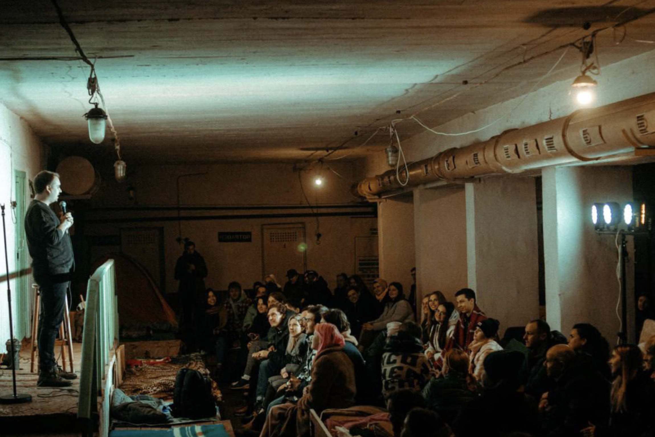 Featured image for “STAND-UP COMICS PERFORM IN UKRAINAN BOMB SHELTER”