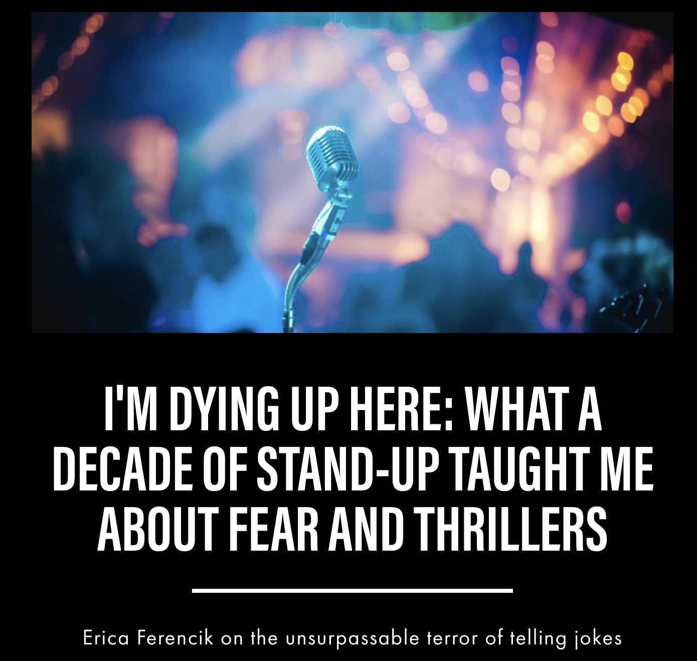 Featured image for “NOVELIST ERICA FERENCIK ON HER LIFE AS A STAND-UP”
