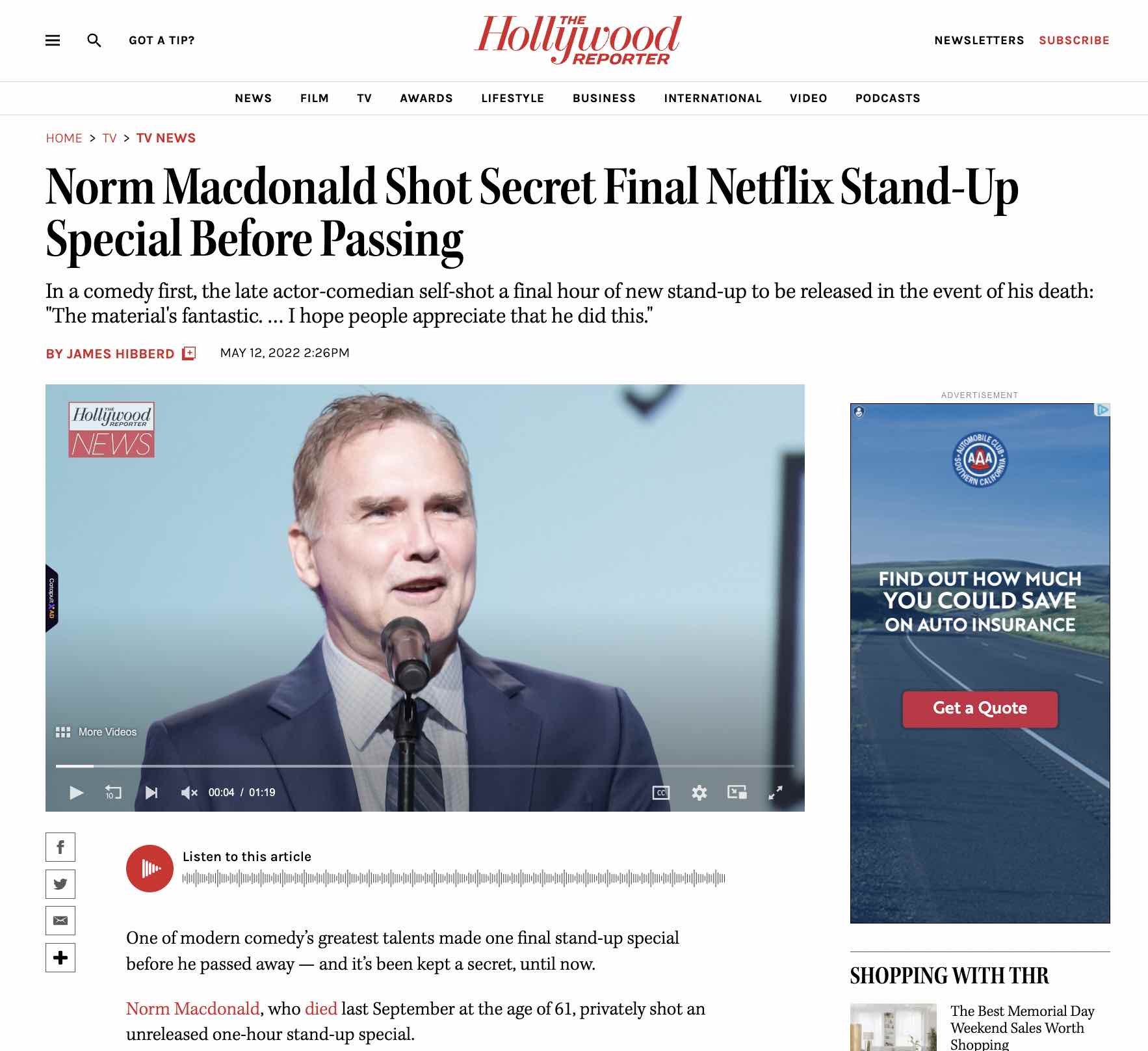 Featured image for “PLEASE DON’T MISS NORM MCDONALD ‘ NOTHING SPECIAL’”
